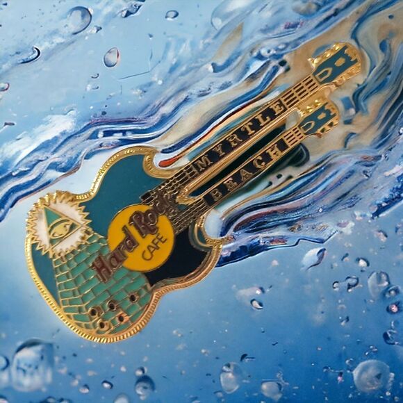 Hard Rock Cafe Pin Myrtle Beach Doubleneck Guitar Eye Of Knowledge Pyramid Vtg. - Picture 1 of 11